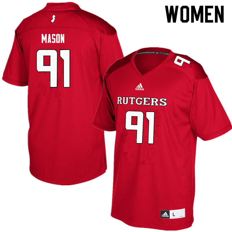 Women #91 Tijaun Mason Rutgers Scarlet Knights College Football Jerseys Sale-Red - Click Image to Close